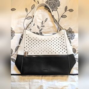 Pinkstix vegan black and white handbag